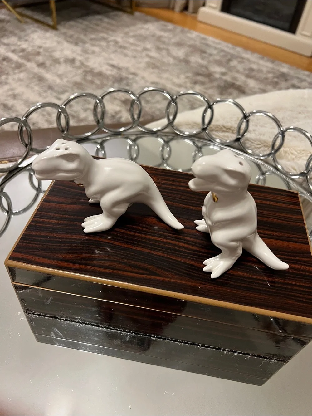 White Ceramic Dinosaur Salt and Pepper Shaker Set - Home Accents